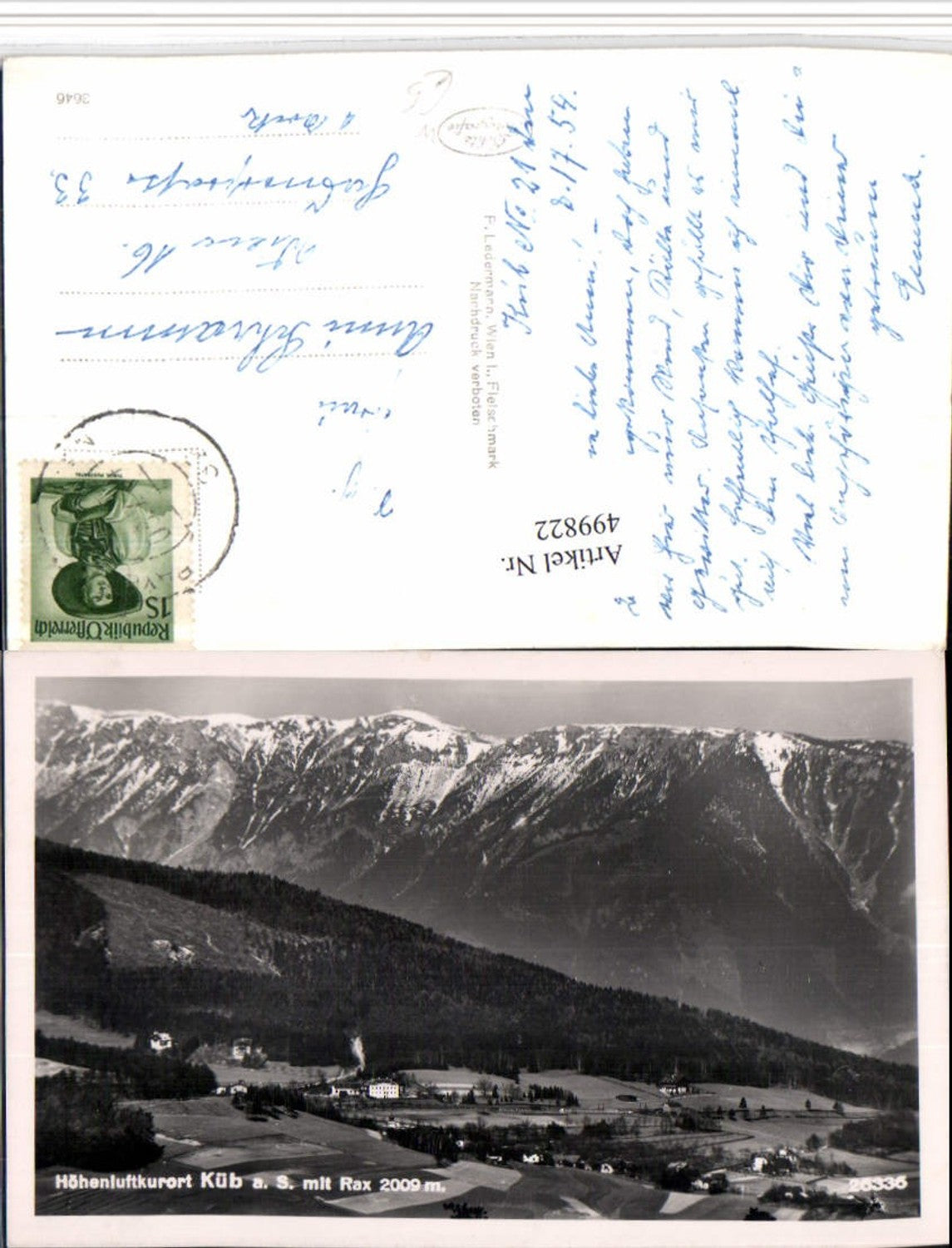 499822,Küb am Semmering b. Payerbach Teilansicht m. Rax Bergkulisse