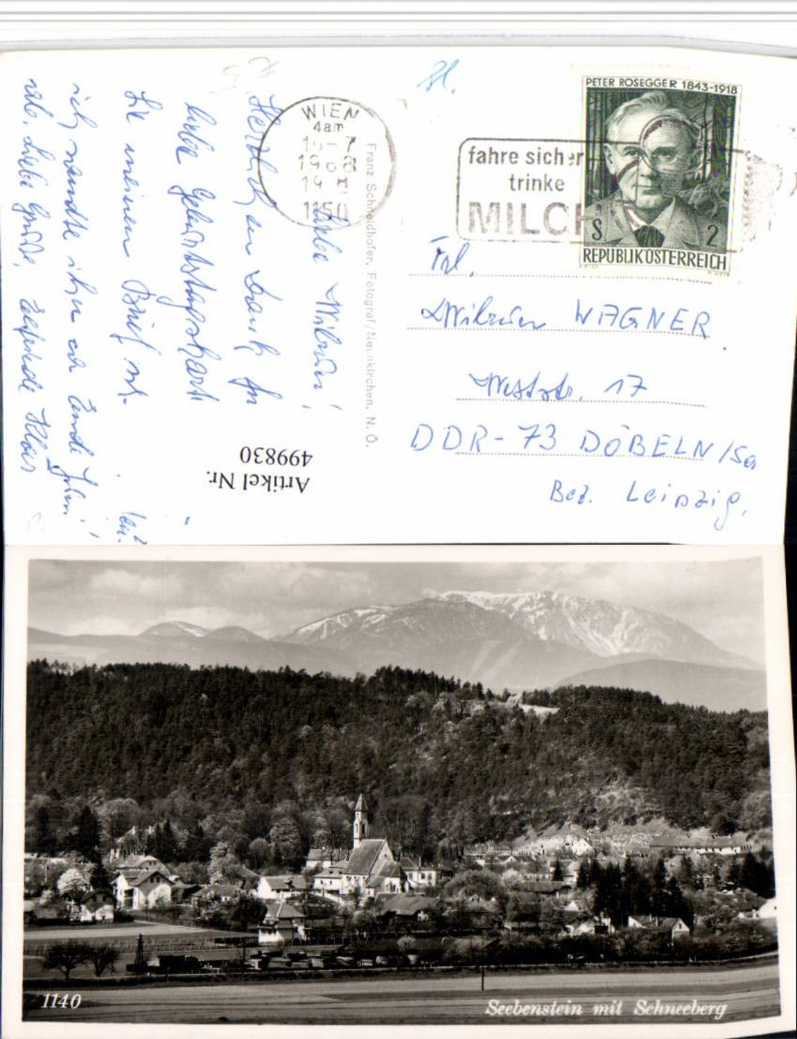 499830,Seebenstein Totale m. Schneeberg Bergkulisse