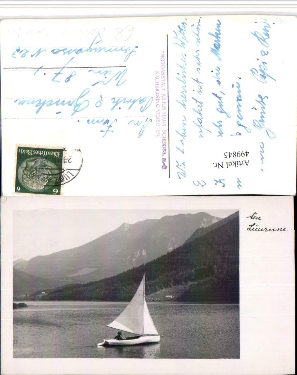 499845,Seltene Foto AK Lunzersee See b. Lunz Segelboot