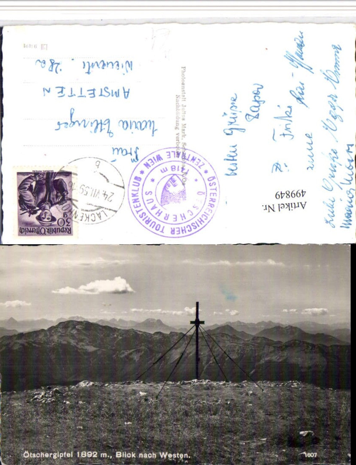 499849,Ötschergipfel b. Lackenhof Gipfelkreuz Bergkulisse