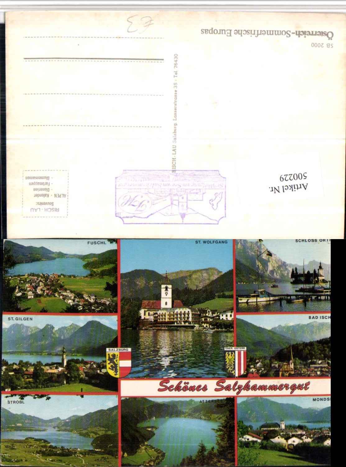 500229, Fuschl St. Wolfgang Bad Ischl Mondsee Strobl Multi-view postcard