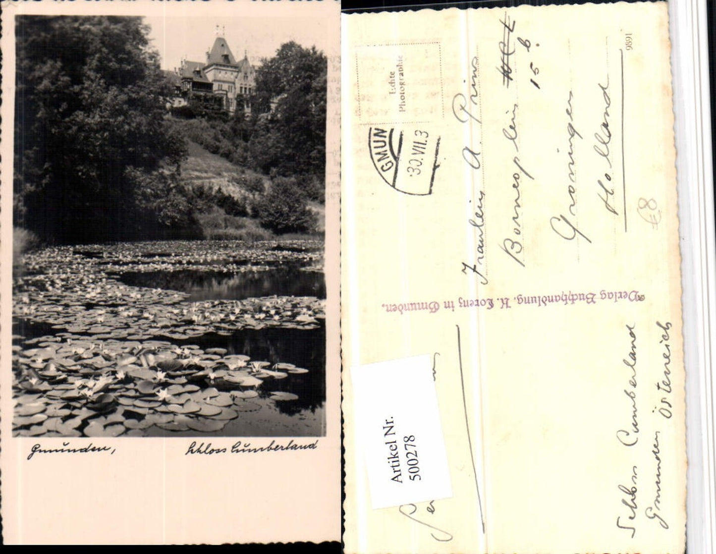 500278,Gmunden Schloss Cumberland See Seerosen