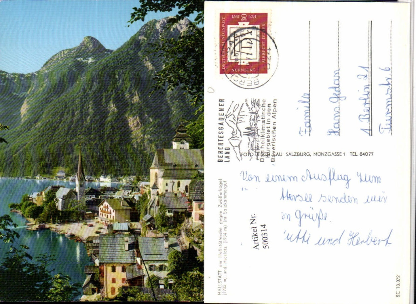 500314,Hallstatt am See Teilansicht Kirchen geg. Zwölferkogel Bergkulisse