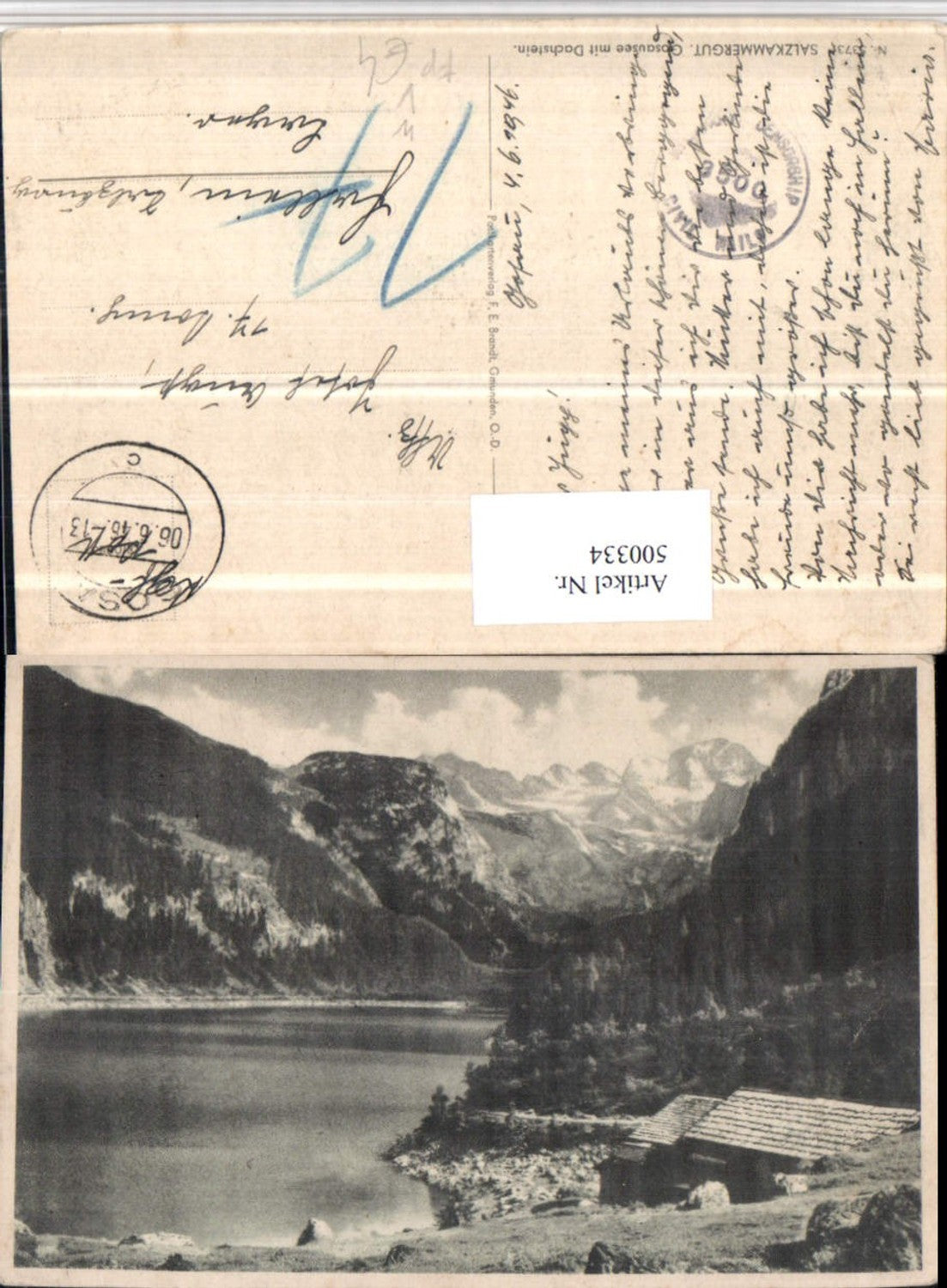 500334,Gosausee See b. Gosau m. Dachstein Feldpost pub Brandt 5373