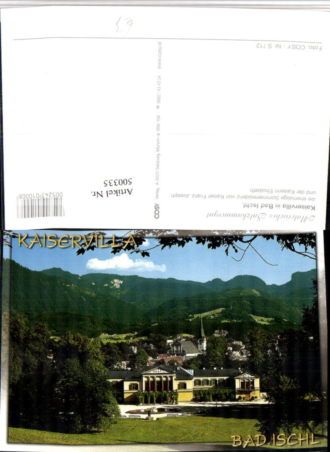 500335,Bad Ischl Teilansicht m. Kaiservilla pub Cosy