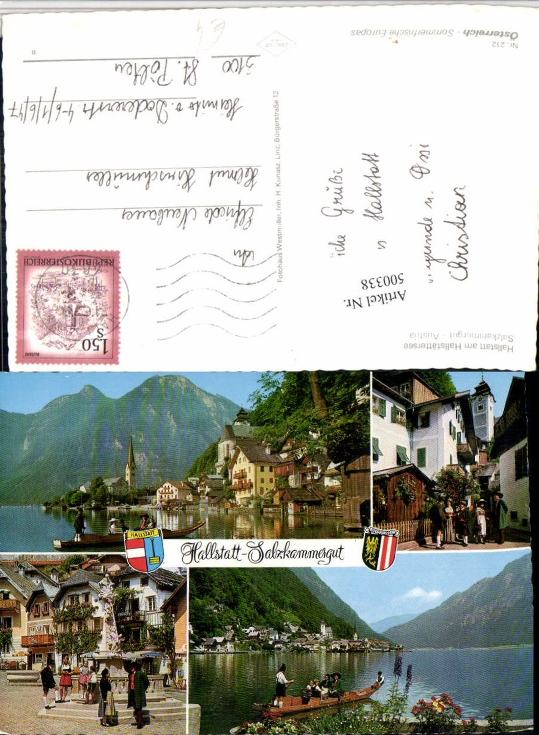 500338,Hallstatt am See Totale Brunnen Zille Mehrbildkarte