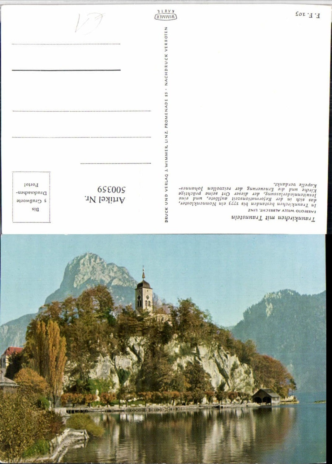 500359,Traunkirchen Kirche m. Traunstein Bergkulisse