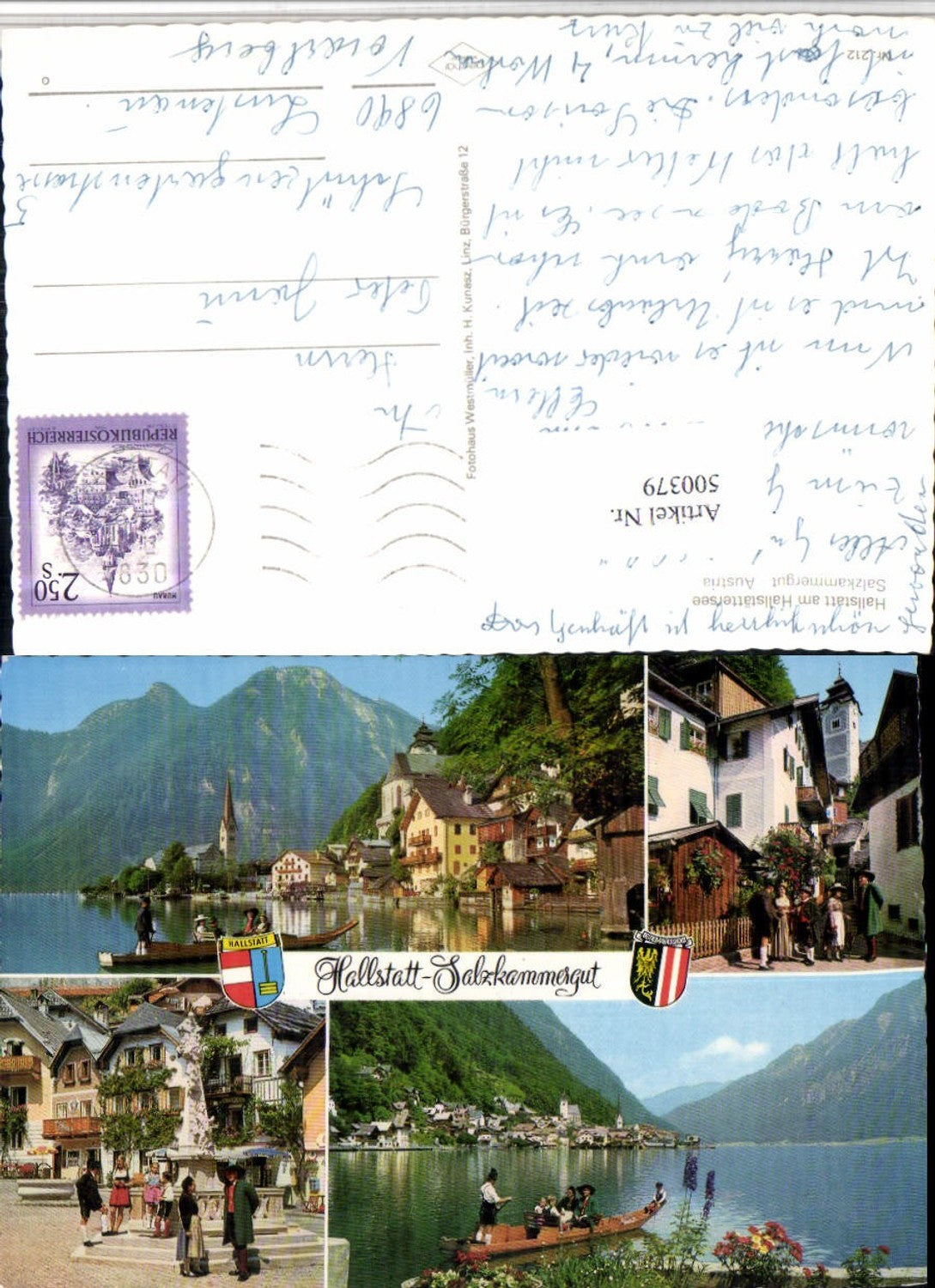 500379,Hallstatt am See Teilansicht Brunnen Zille Mehrbildkarte