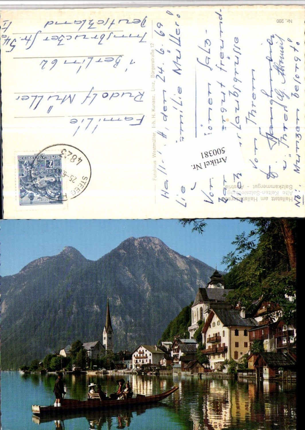 500381,Hallstatt am See Teilansicht Kirchen Zille Bergkulisse