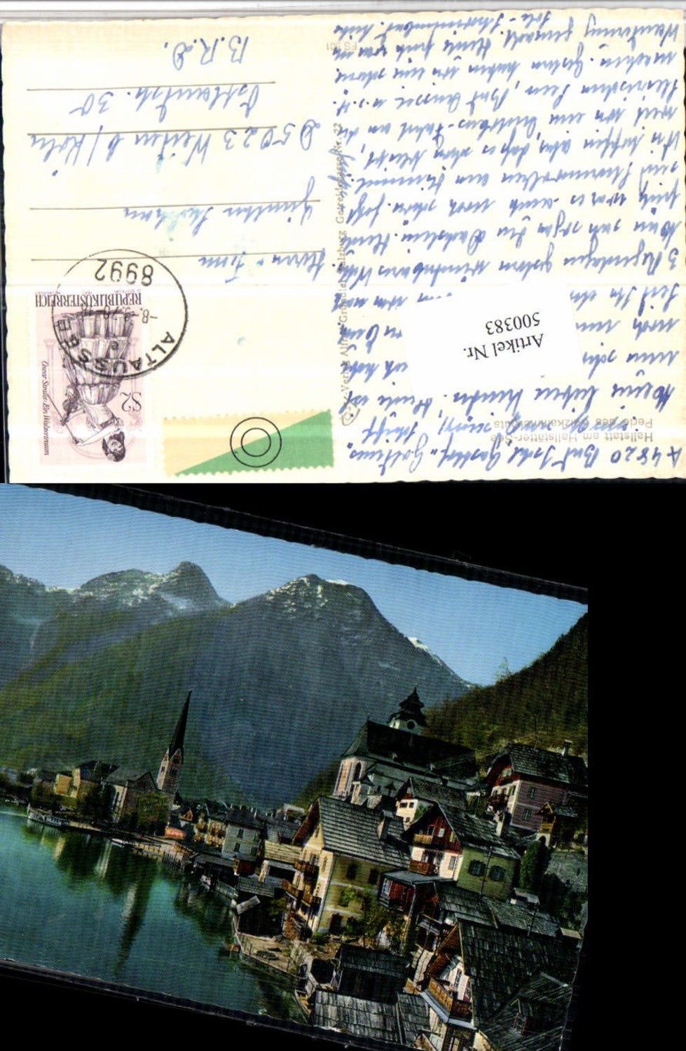 500383,Hallstatt am See Teilansicht Kirchen Bergkulisse pub Cosy