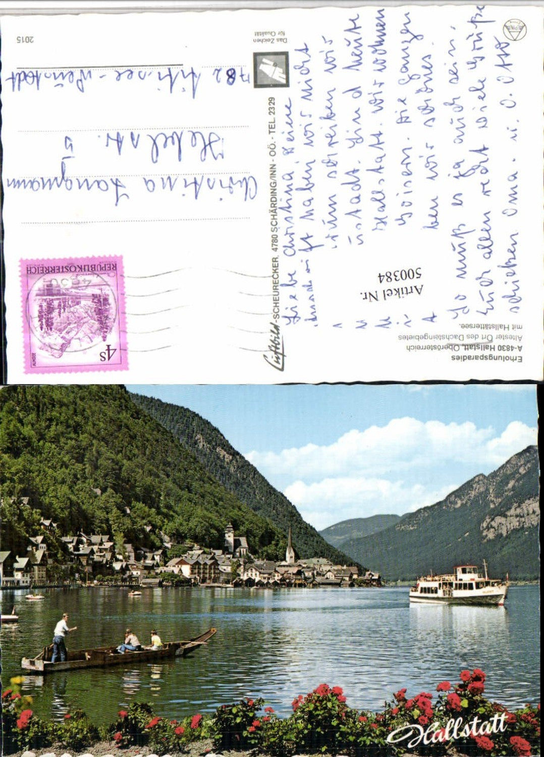 500384,Hallstatt am See Teilansicht Zille Boot