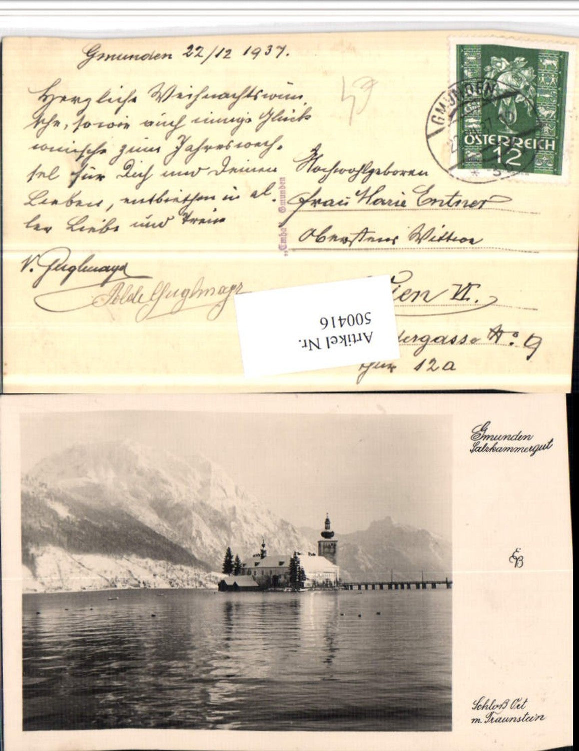 500416,Gmunden Schloss Ort Orth m. Traunstein Bergkulisse