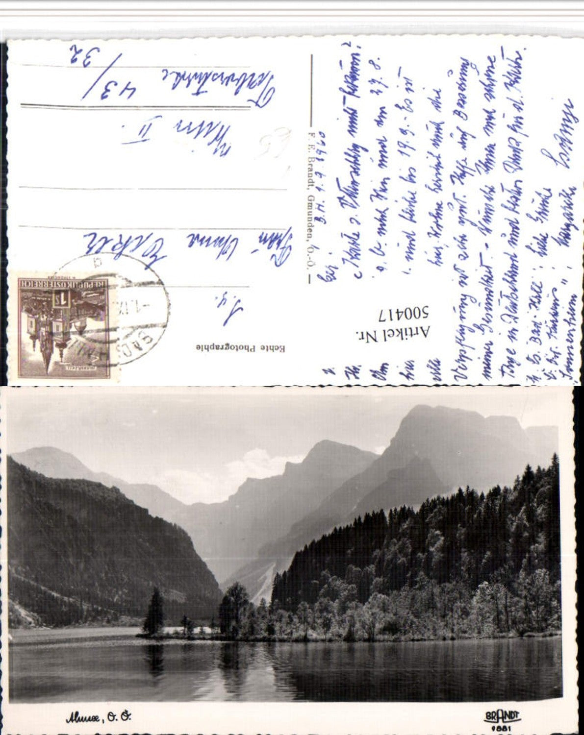 500417,Almsee See b. Grünau im Almtal Bergkulisse pub Brandt 9881