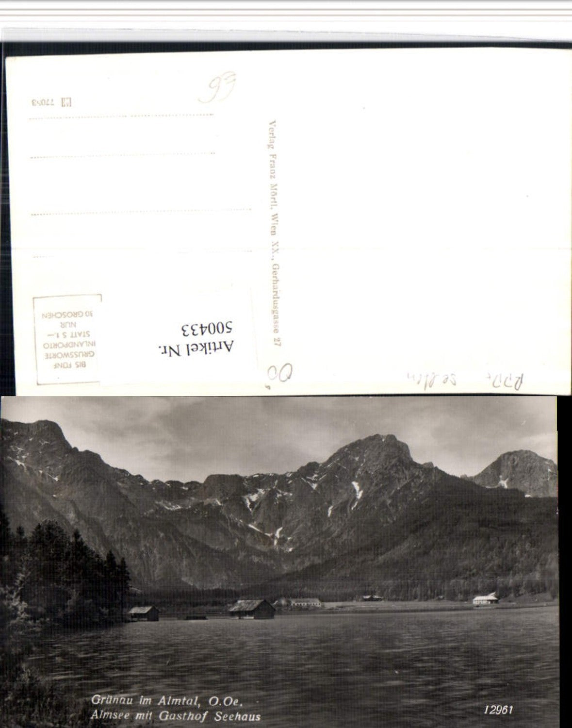 500433,Grünau im Almtal Almsee See m. Gasthof Seehaus Bergkulisse