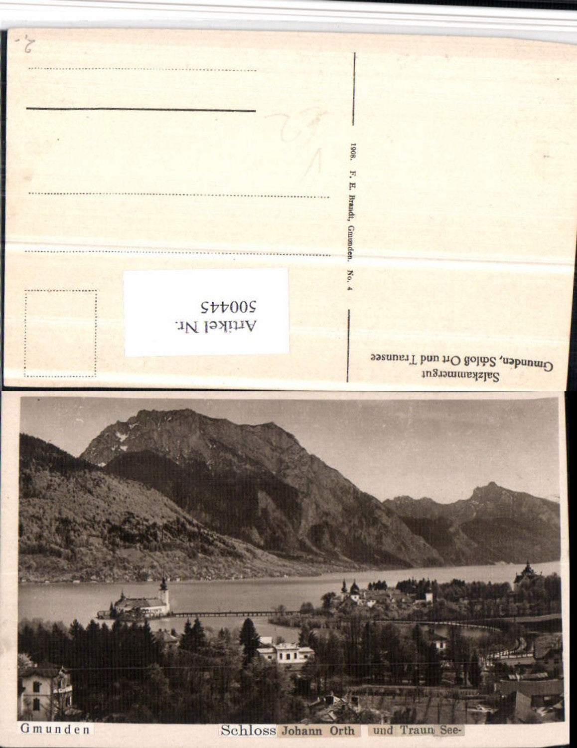 500445,Gmunden Schloss Ort Orth Bergkulisse pub F.E. Brandt 4