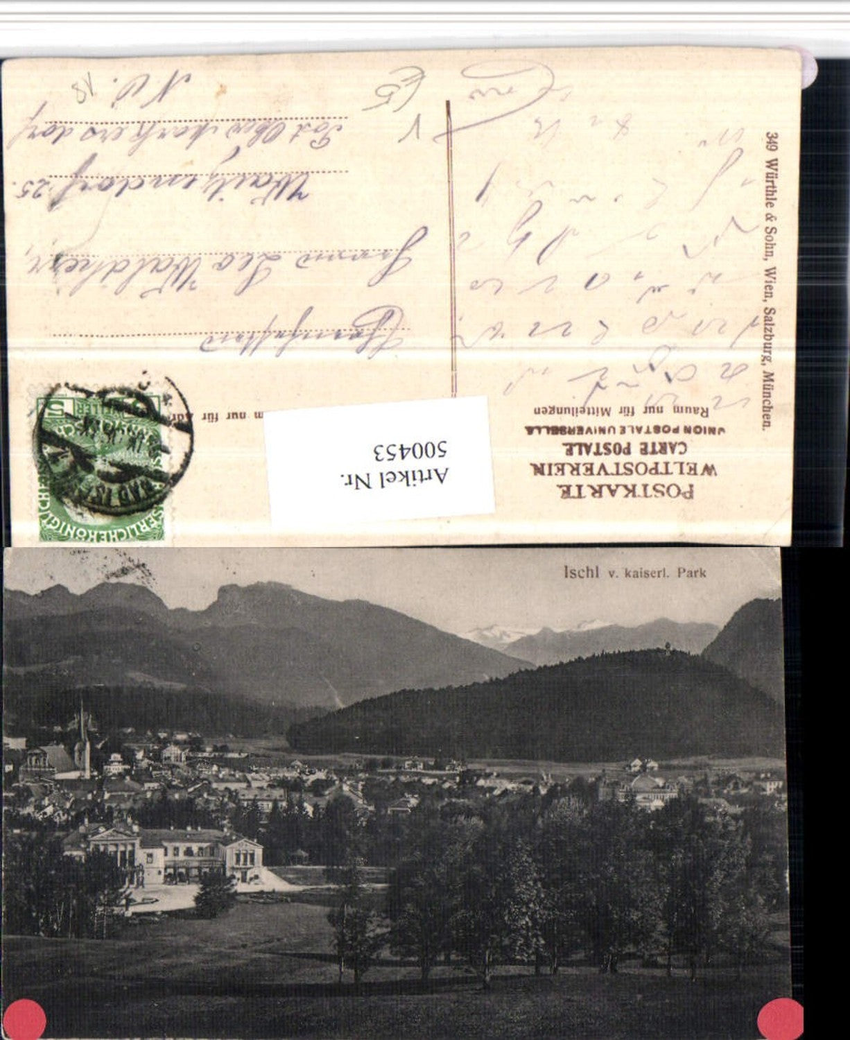 500453,Bad Ischl Teilansicht m. Kaiservilla Bergkulisse pub Würthle & Sohn 349