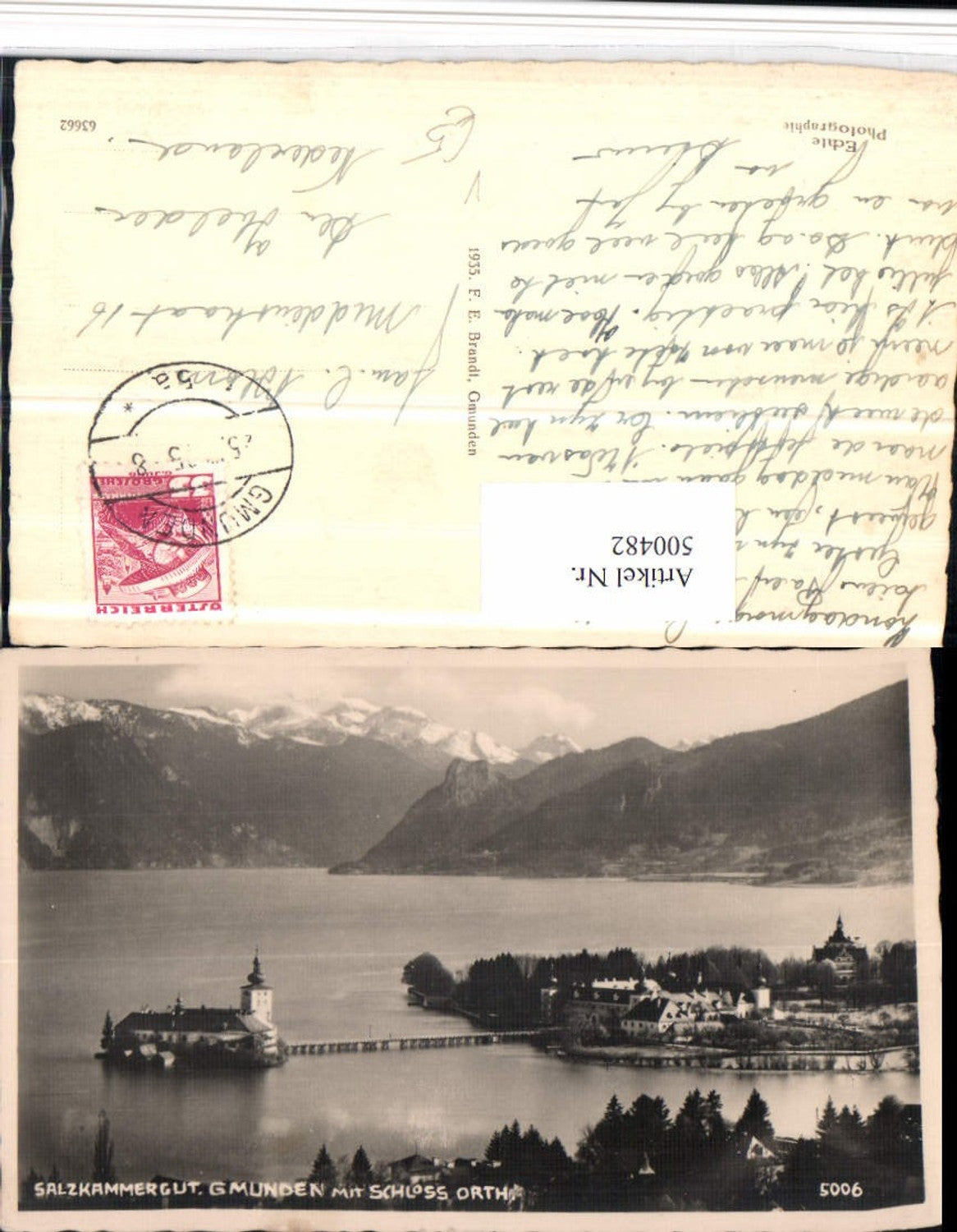 500482,Gmunden am See Schloss Ort Orth Bergkulisse pub Brandt 5006