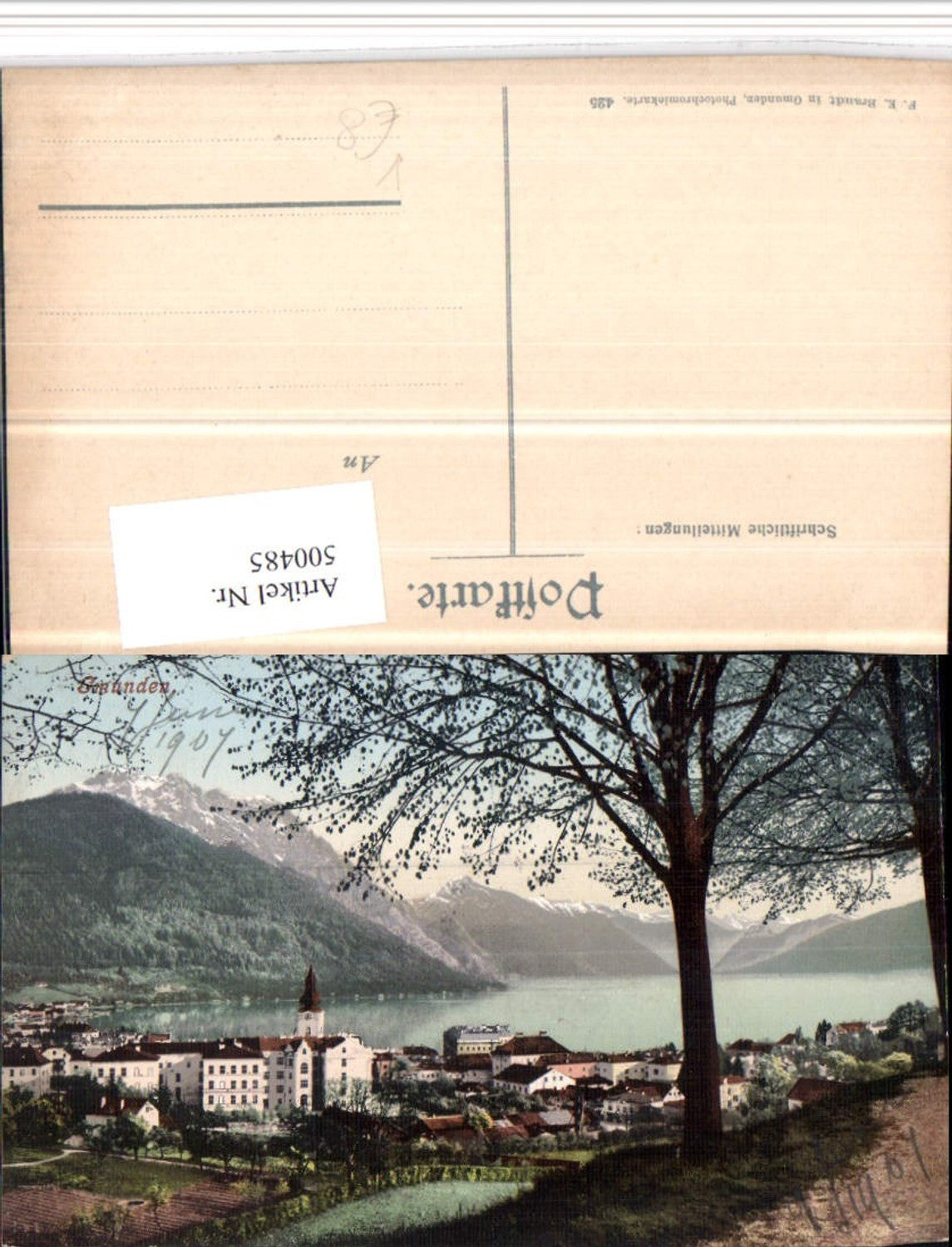 500485,Gmunden Teilansicht Bergkulisse pub F.E. Brandt 425