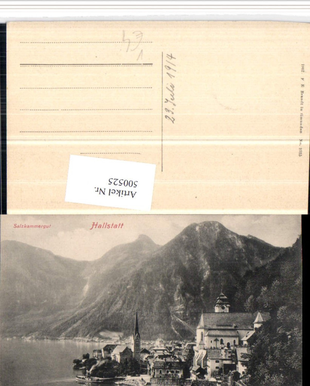 500525,Hallstatt am See Teilansicht Kirchen Bergkulisse pub Brandt 2135