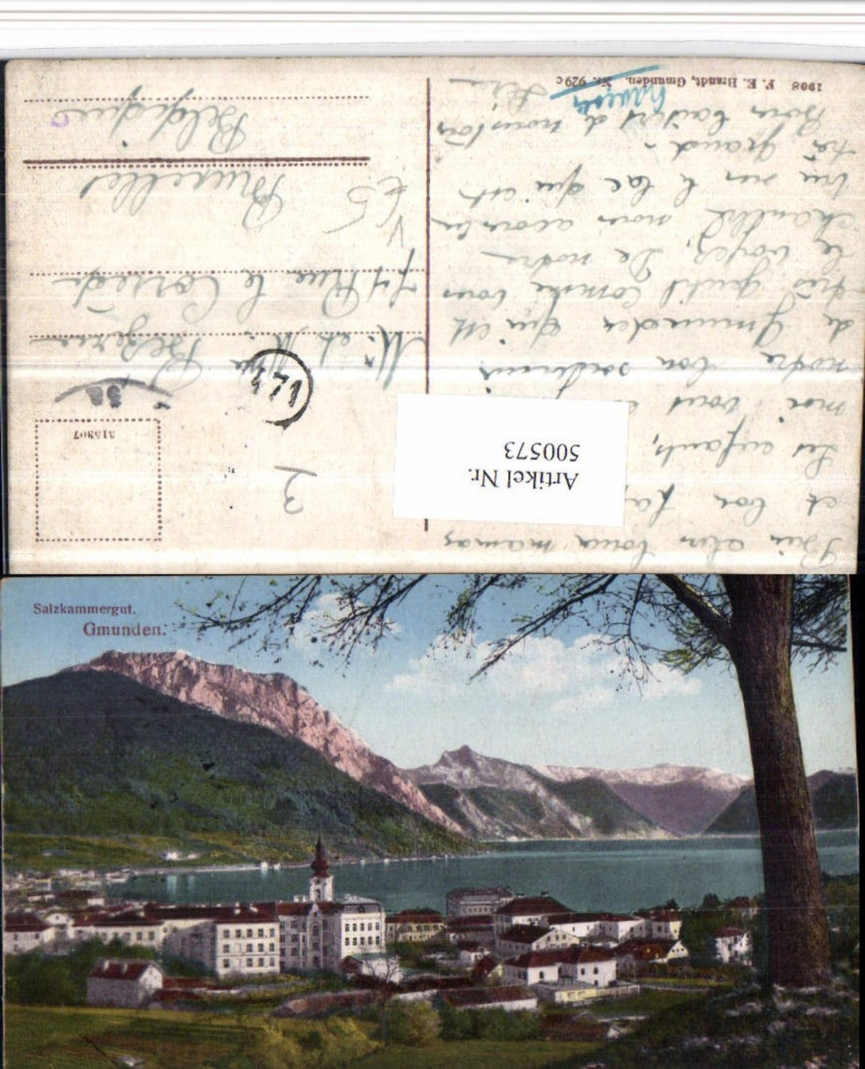 500573,Gmunden Teilansicht Bergkulisse pub F.E. Brandt 929c