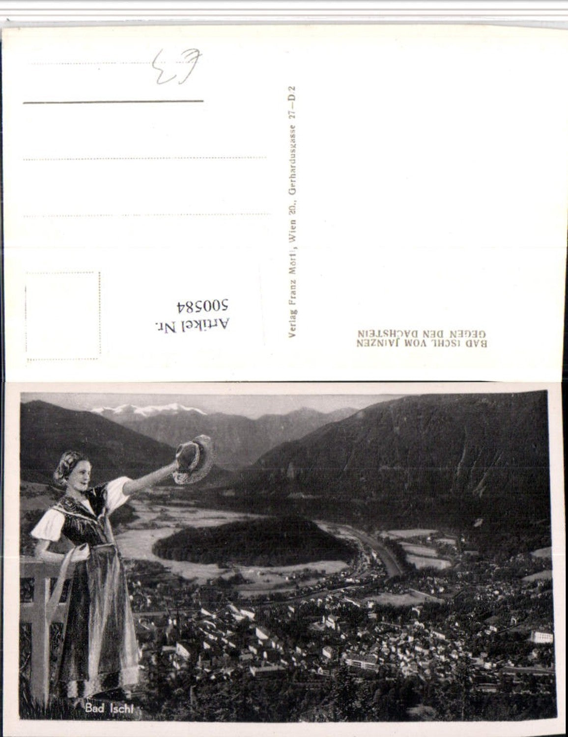 500584,Bad Ischl Totale vom Jainzen Tracht Bergkulisse