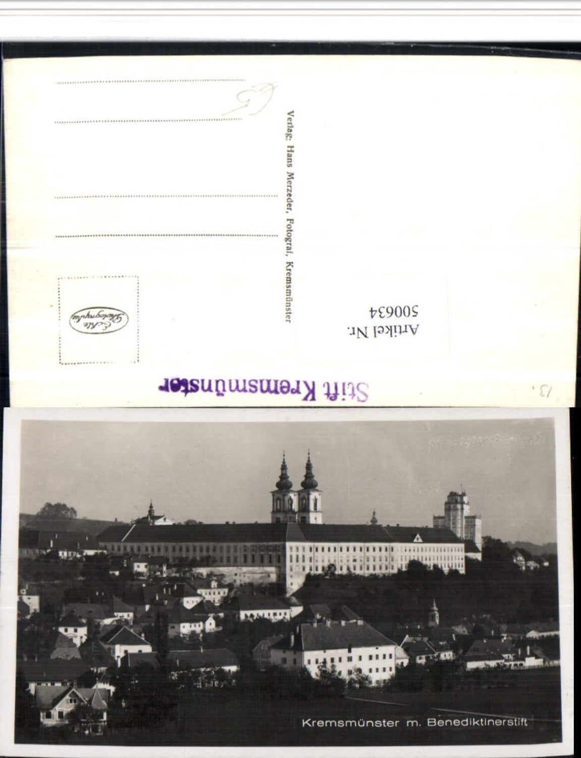 500634,Kremsmünster Teilansicht m. Benediktinerstift