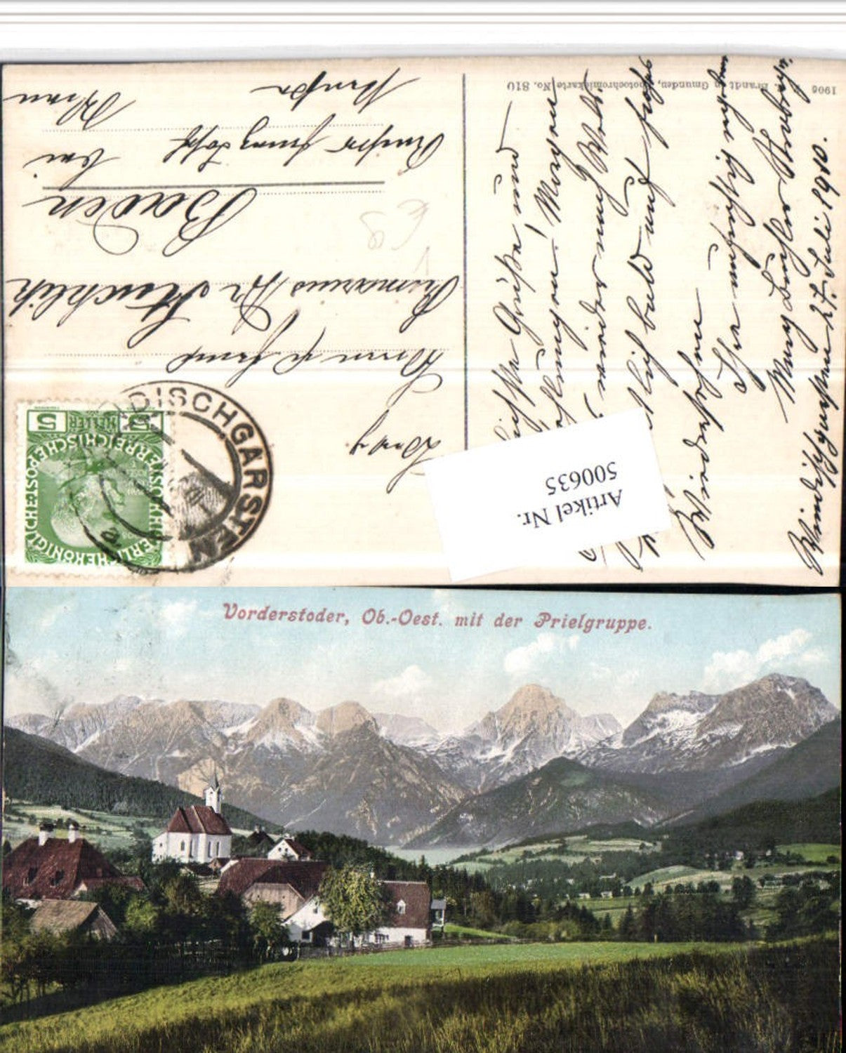 500635,Vorderstoder Totale m. Priel Bergkulisse pub F.E. Brandt 810