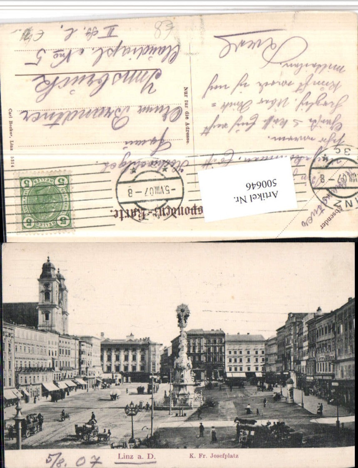 500646,Linz an d. Donau Josefplatz Hauptplatz Pestsäule