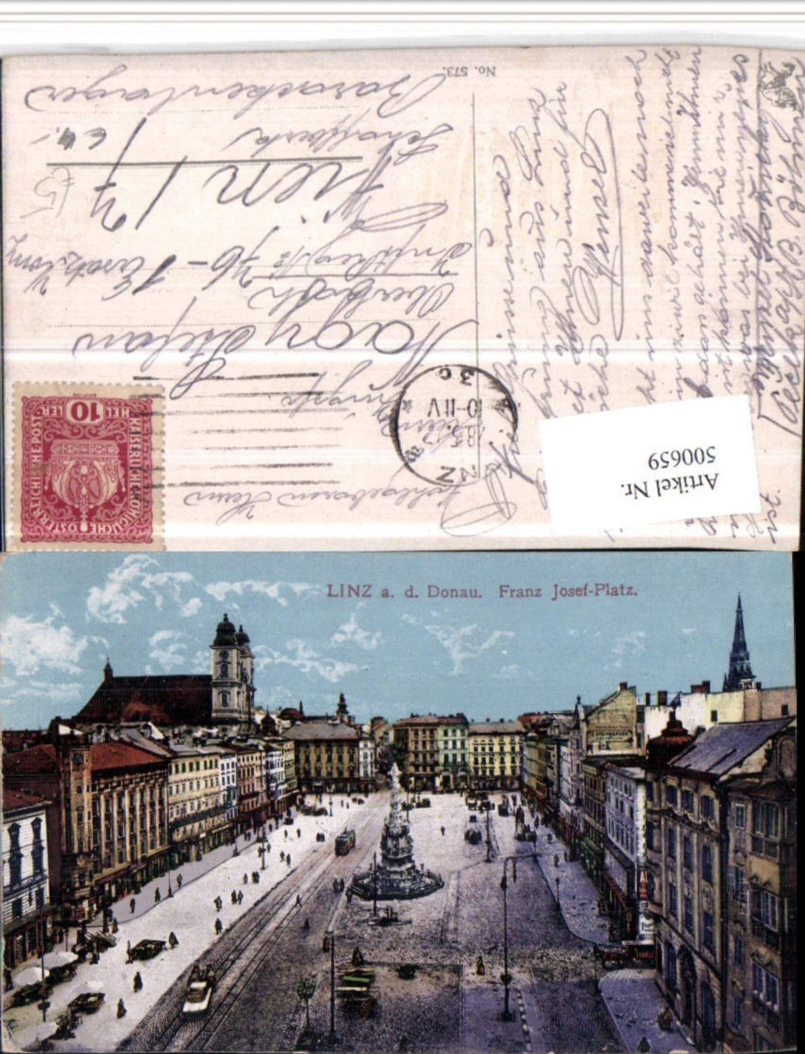 500659,Linz an d. Donau Franz Josef-Platz Pestsäule Kirche