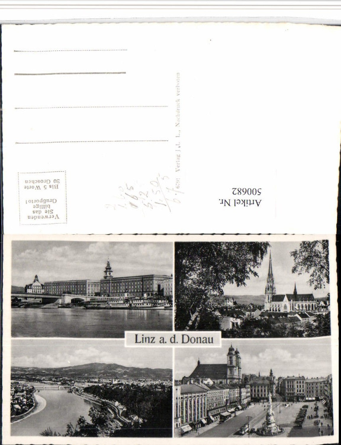 500682,Linz an d. Donau Totale Dom Hauptplatz Brücke Mehrbildkarte