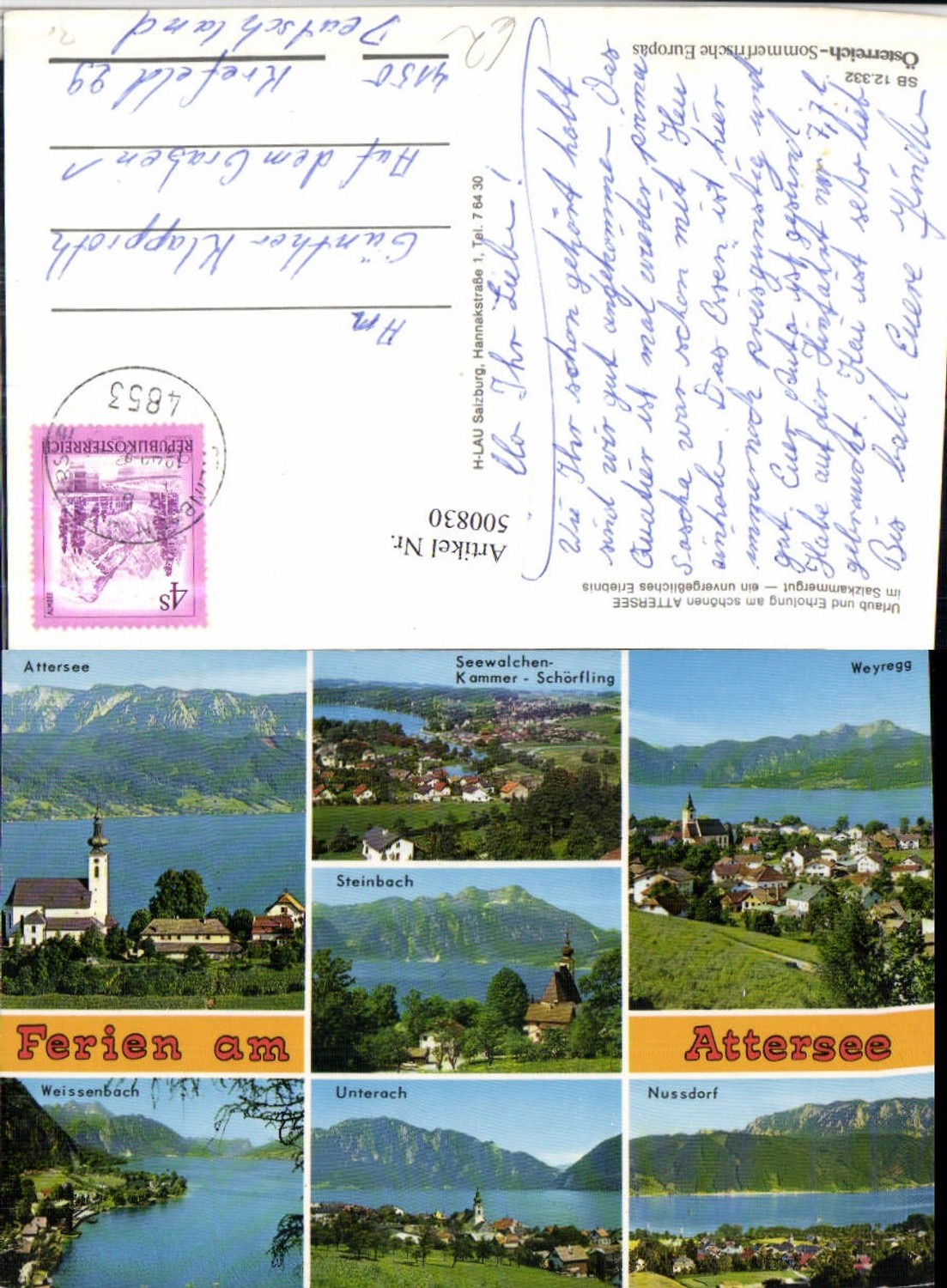 500830,Attersee Weyregg Unterach Nußdorf Mehrbildkarte