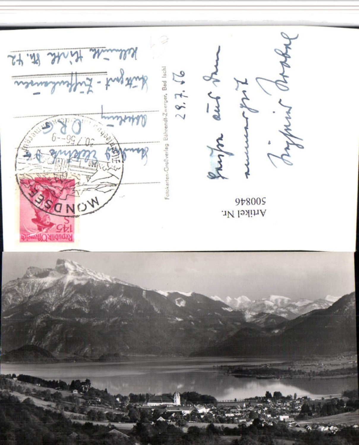 500846,Mondsee Totale m. Schafberg Bergkulisse