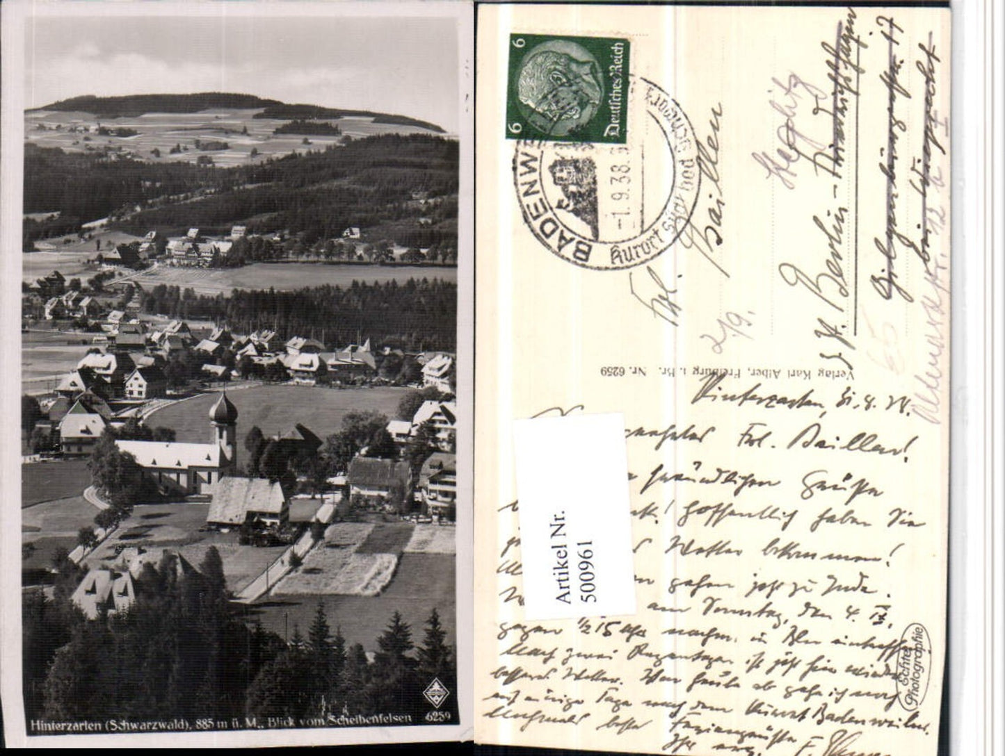 500961,Hinterzarten im Schwarzwald Totale vom Scheibenfelsen