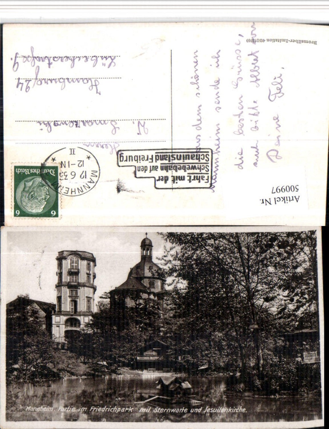 500997,Mannheim Friedrichpark Sternwarte u. Jesuitenkirche