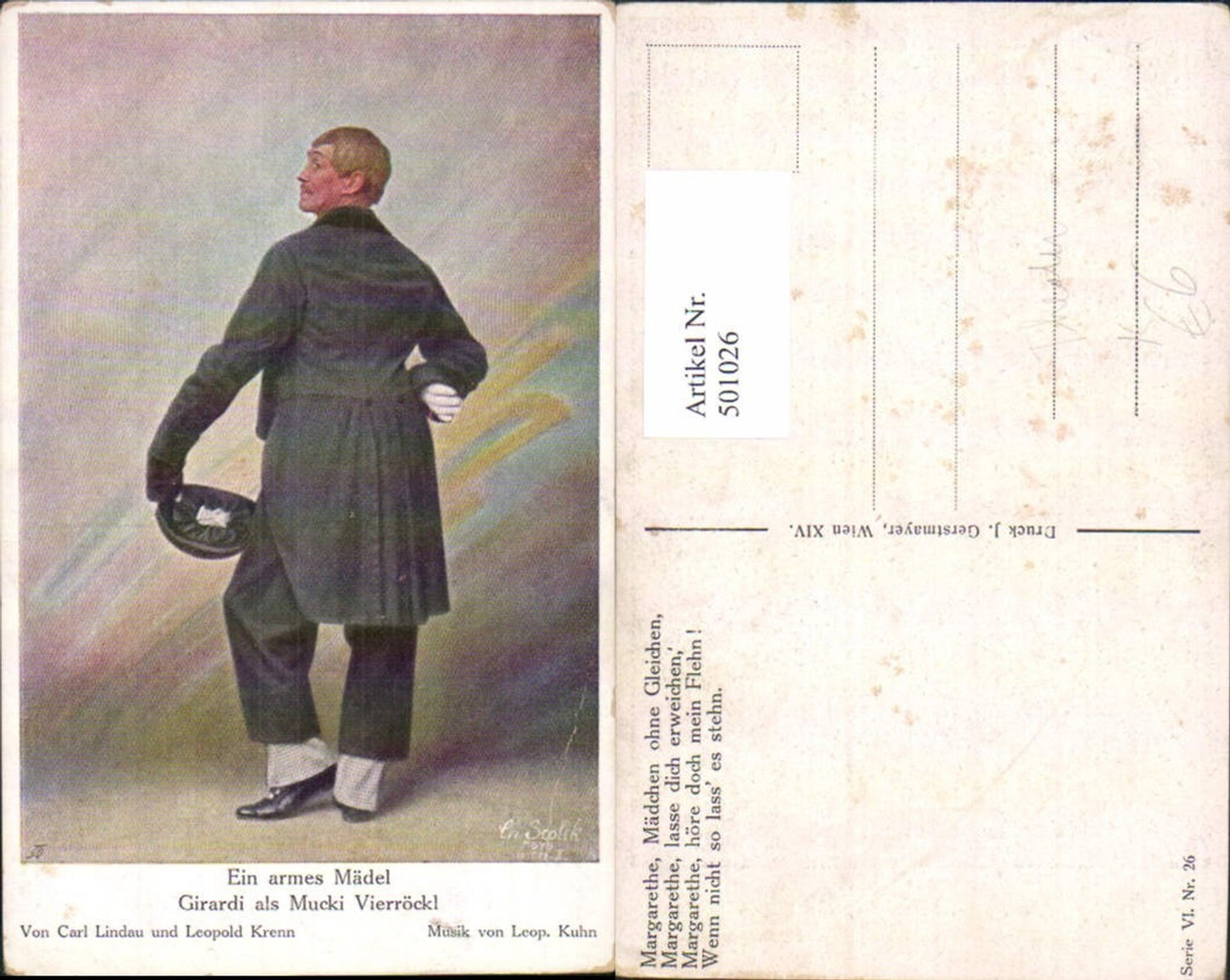 501026,Künstler Ak Schauspieler Ein armes Mädel Girardi als Mucki Vierröckl Theater