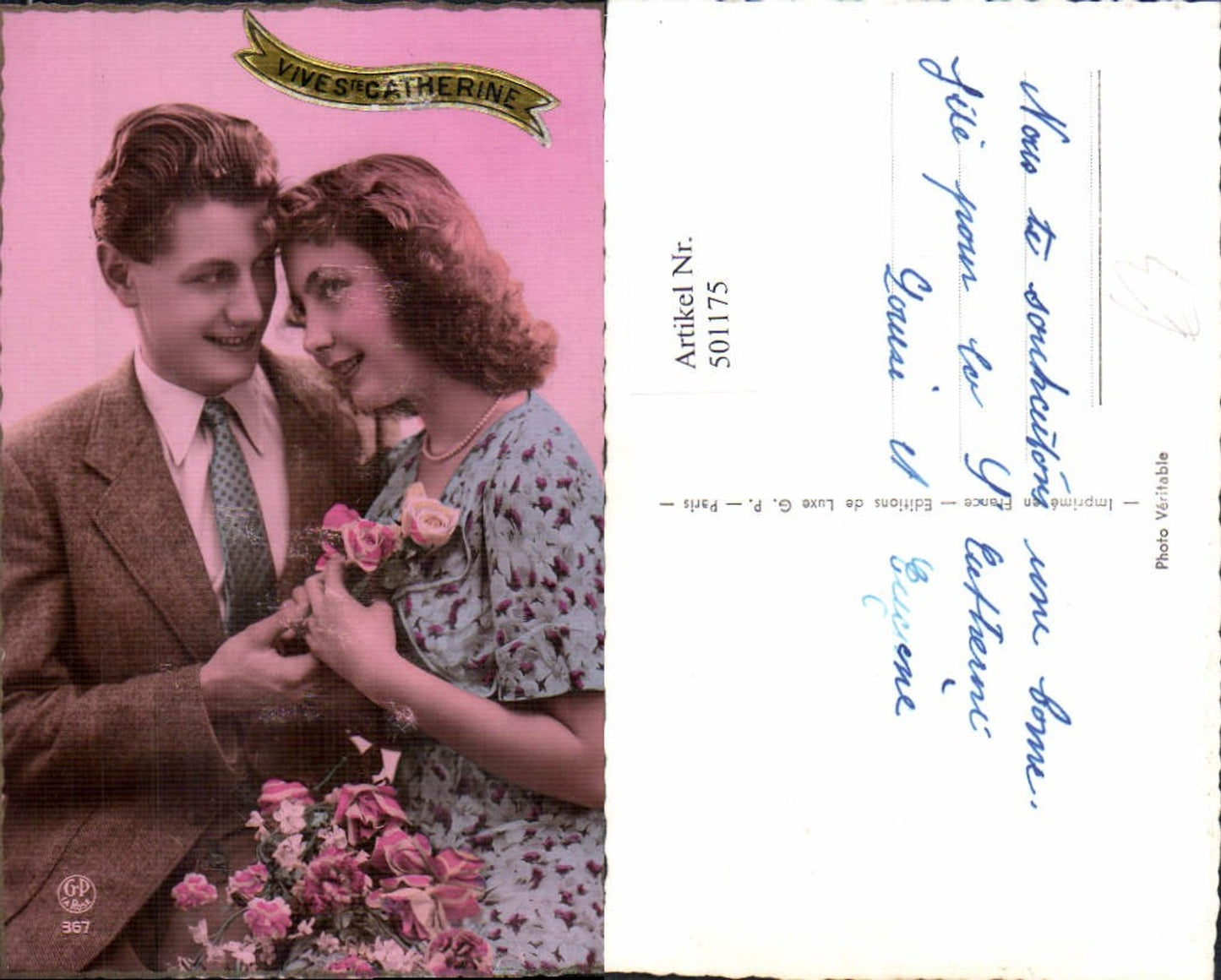 501175,Paar Liebe Verliebter Blick Rosen Blumen Vive Ste Catherine