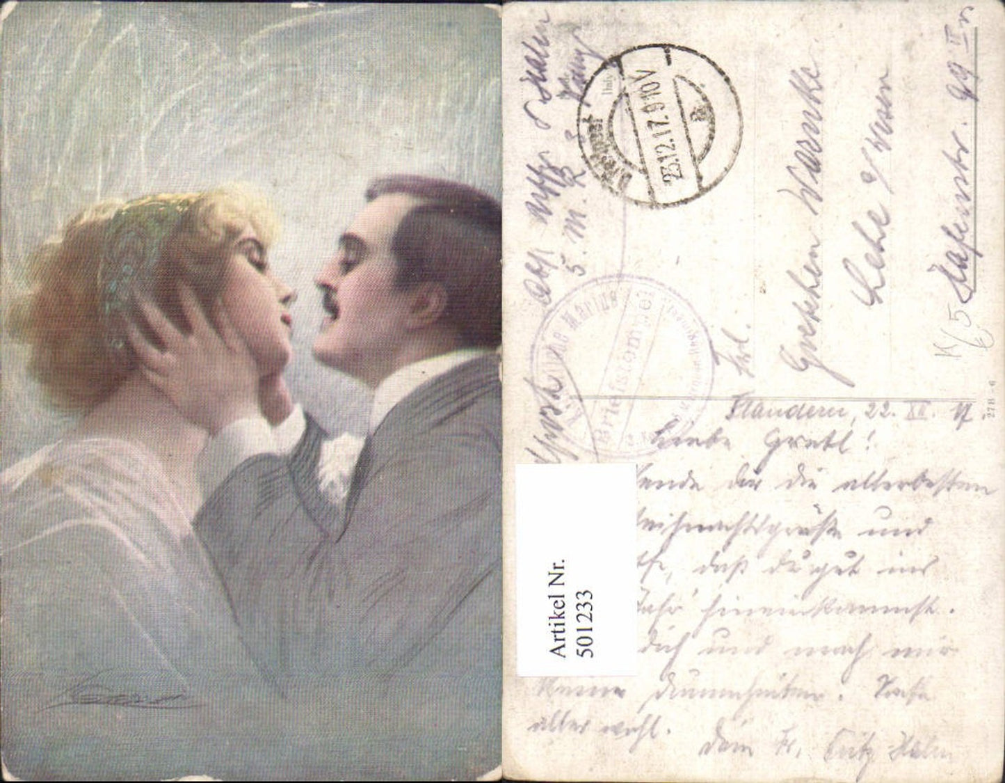 501233,Künstler Ak Paar Liebe Tiefer Blick Kuss