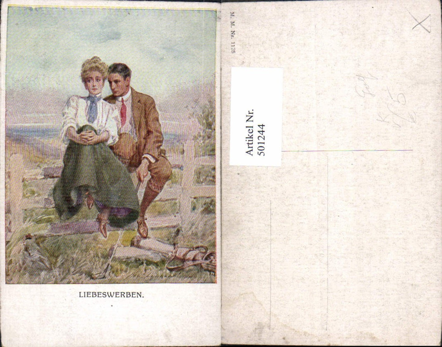 501244,Künstler Ak Paar Liebe Zaun Golf Sport Liebeswerben pub M. Munk 1125