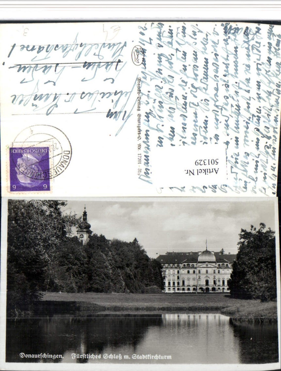 501329,Donaueschingen Fürstliches Schloss m. Stadtkirchturm