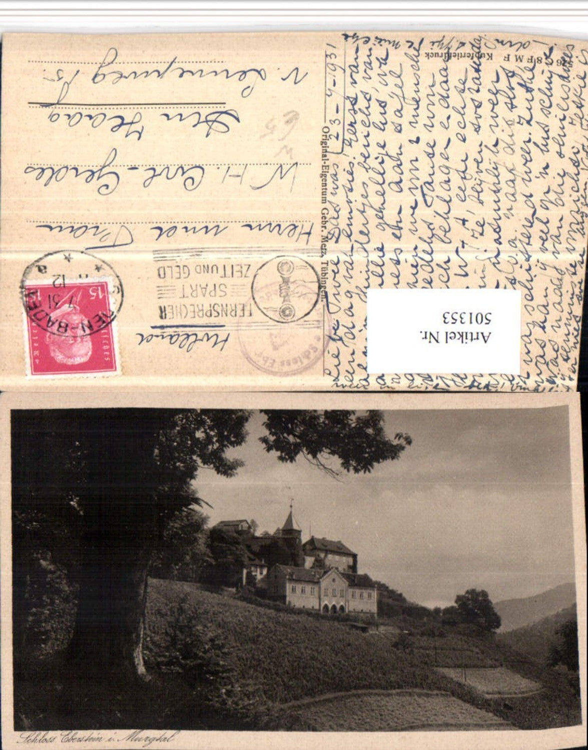 501353,Schloss Eberstein im Murgtal b. Gernsbach