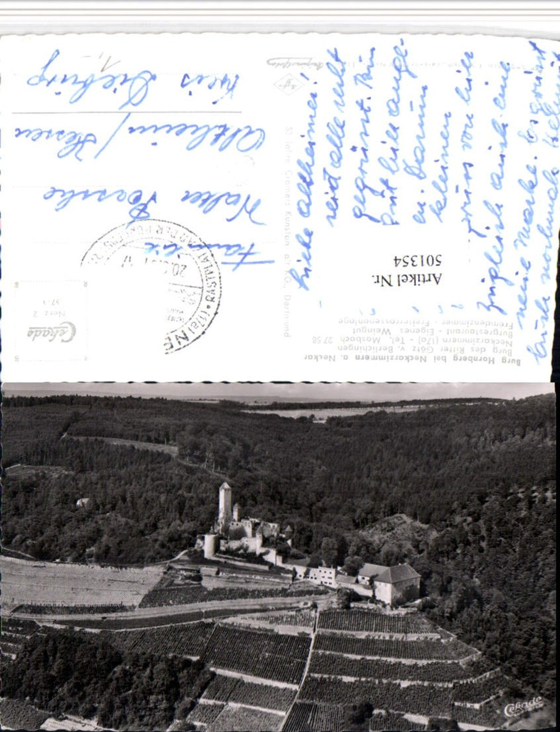 501354, Hornberg Castle near Neckarzimmern on the Neckar River, aerial photograph