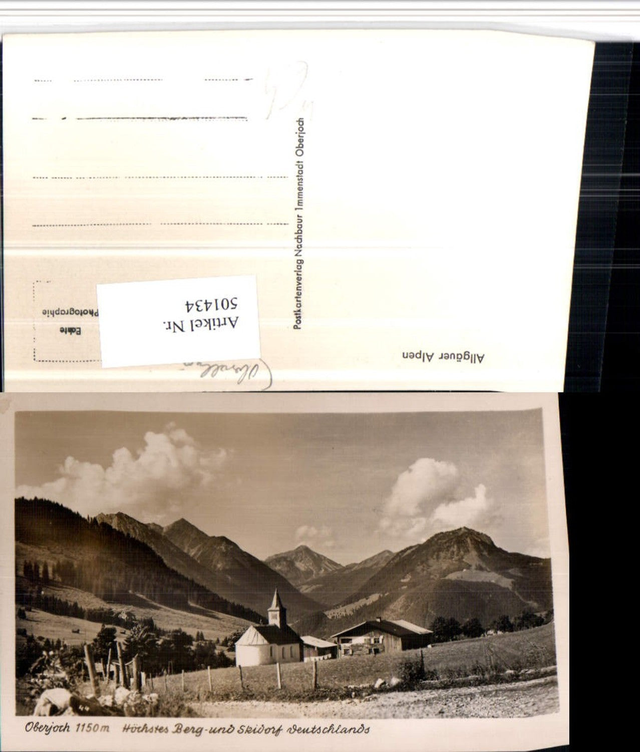 501434,Oberjoch b. Hndelang Kirche Bergkulisse