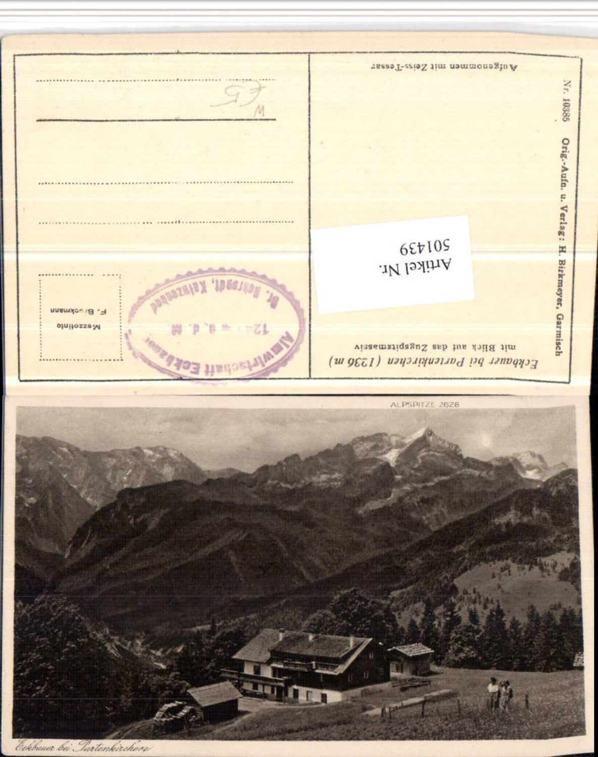 501439,Eckbauer b. Partenkirchen m. Zugspitze Bergkulisse