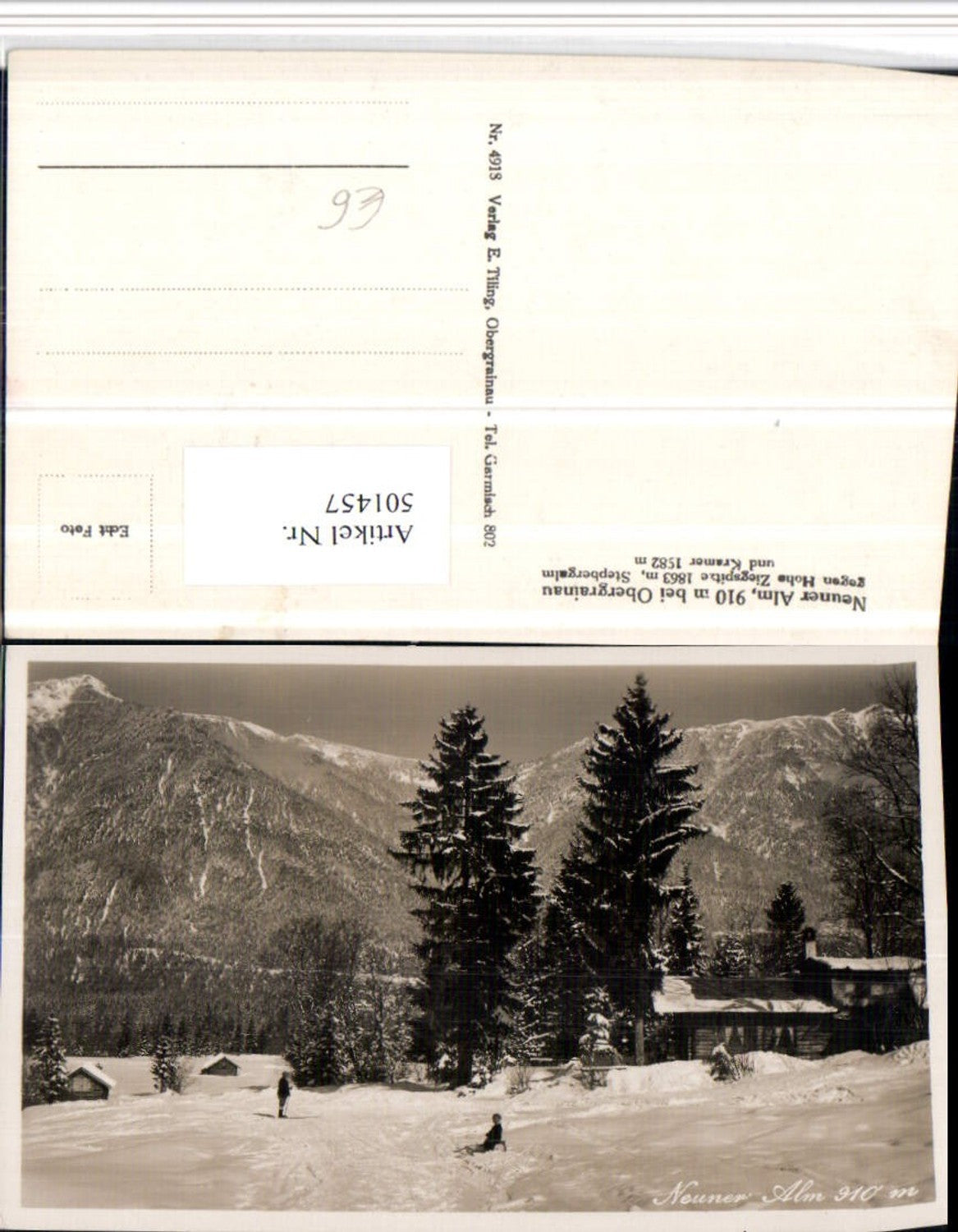 501457,Neuner Alm b. Obergrainau geg. Hohe Ziegspitze Bergkulisse