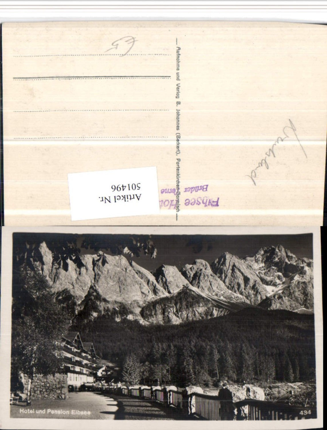 501496,Hotel und Pension Eibsee b. Garmisch Bergkulisse