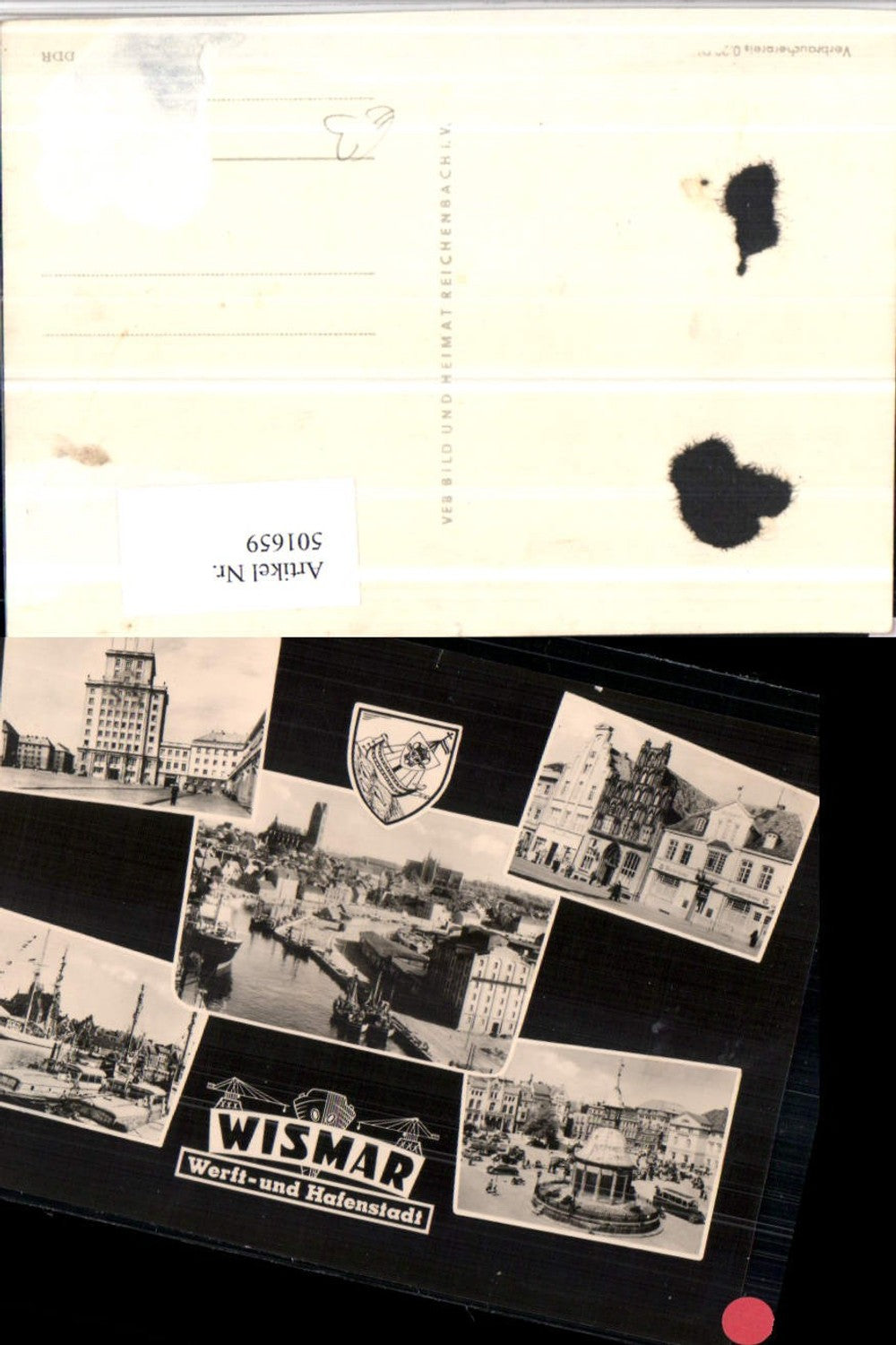 501659,Wismar Totale Hafen Gebäude Mehrbildkarte