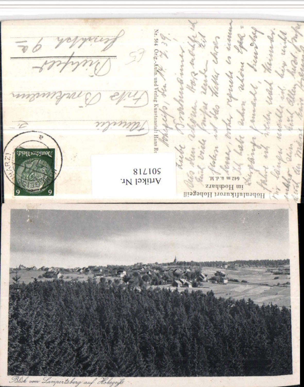 501718,Hohegeiß im Hochharz b. Braunlage Totale vom Lampertsberg