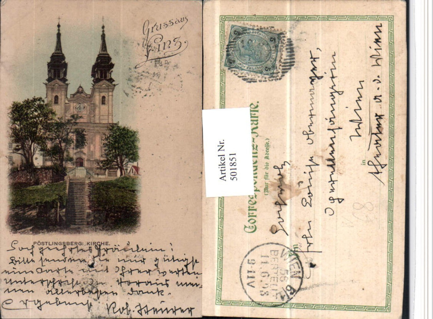 501851,Gruß aus Linz an d. Donau Pöstlingberg Kirche