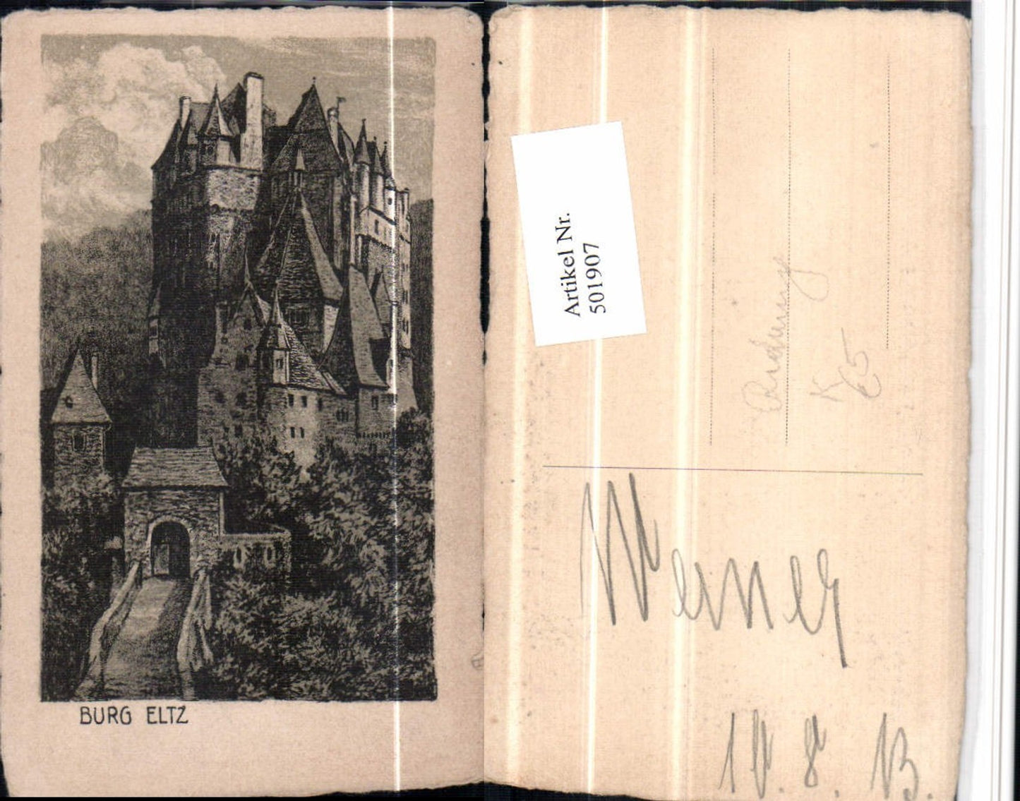 501907,Künstler AK Radierung Burg Eltz b. Münstermaifeld