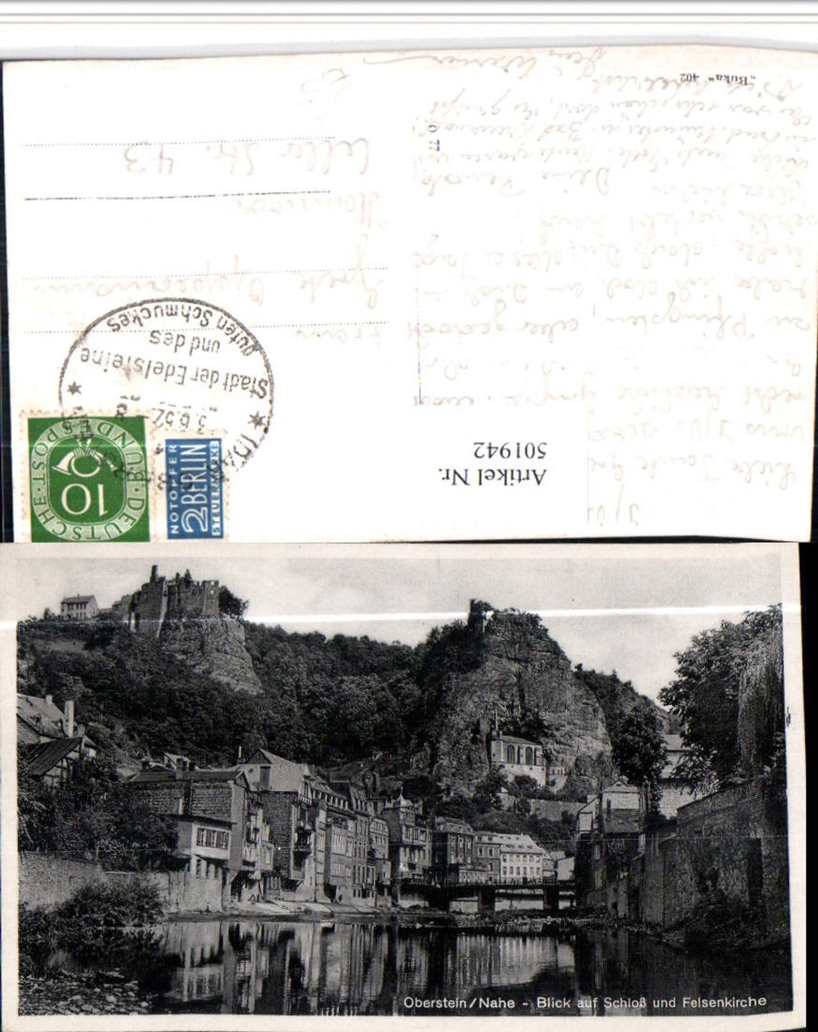 501942,Oberstein an d. Nahe Blick auf Schloss u. Felsenkirche